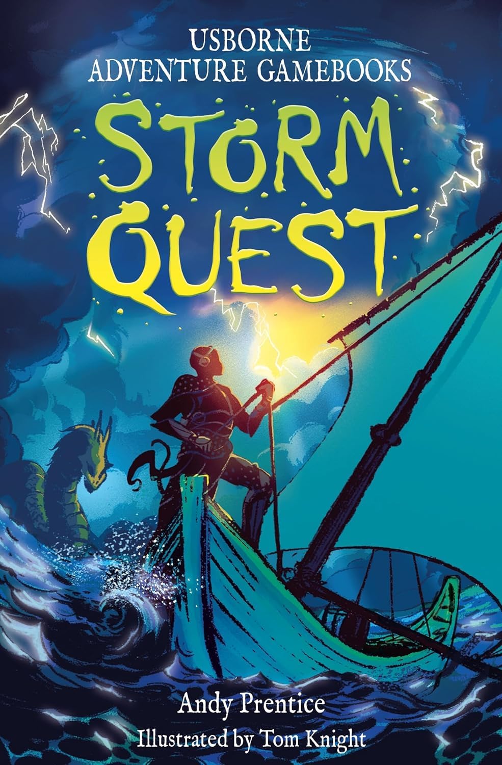 Storm Quest paperback cover, Usborne Adventure Gamebooks interactive sea adventure for ages 8-12