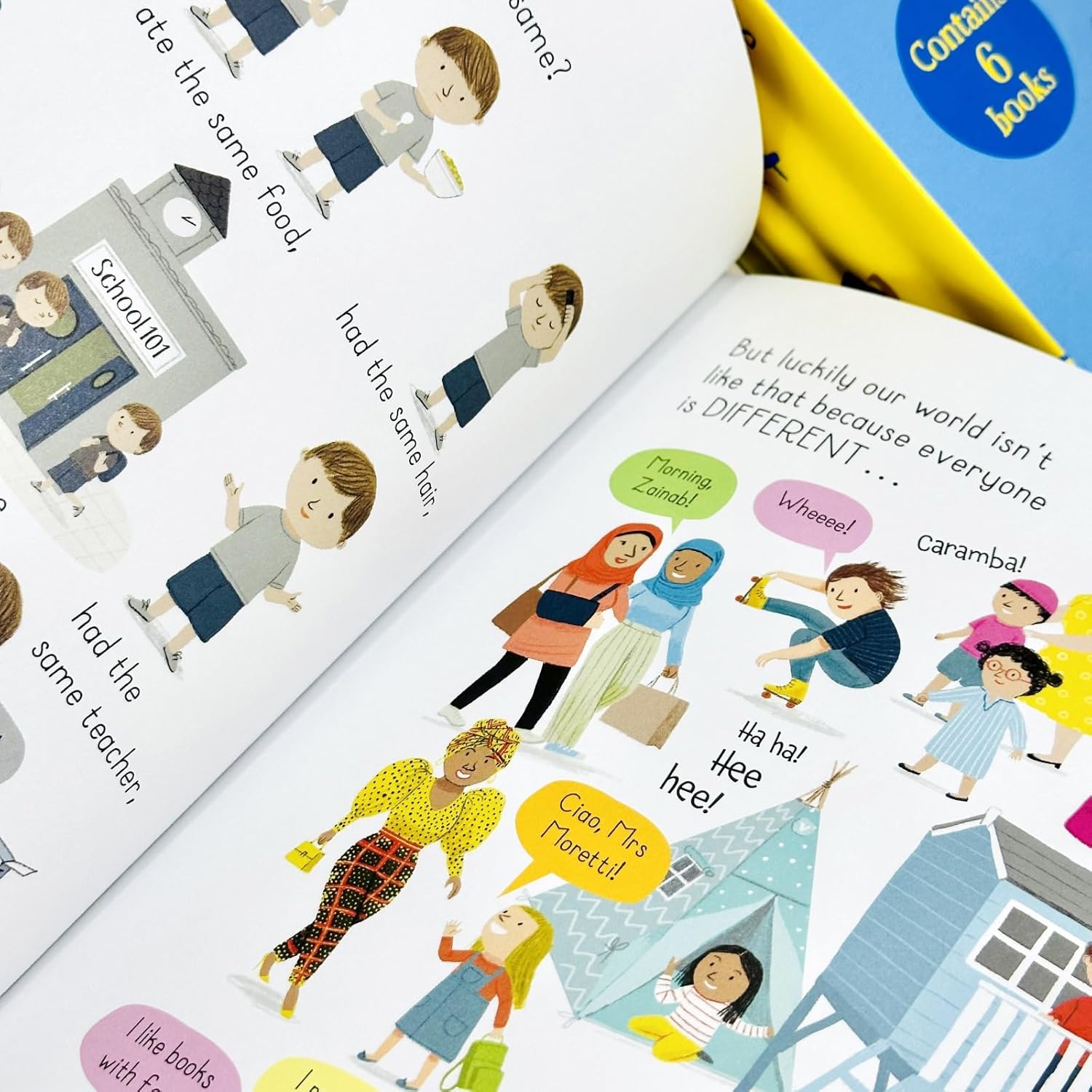 Illustrated spread from Usborne All About Diversity hardback, part of the My First Books 6 book collection set - Ages 3-6