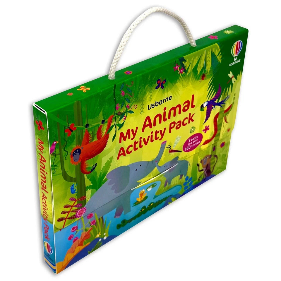 Usborne Animals Activity Pack carry case showing sticker book with over 150 animal stickers