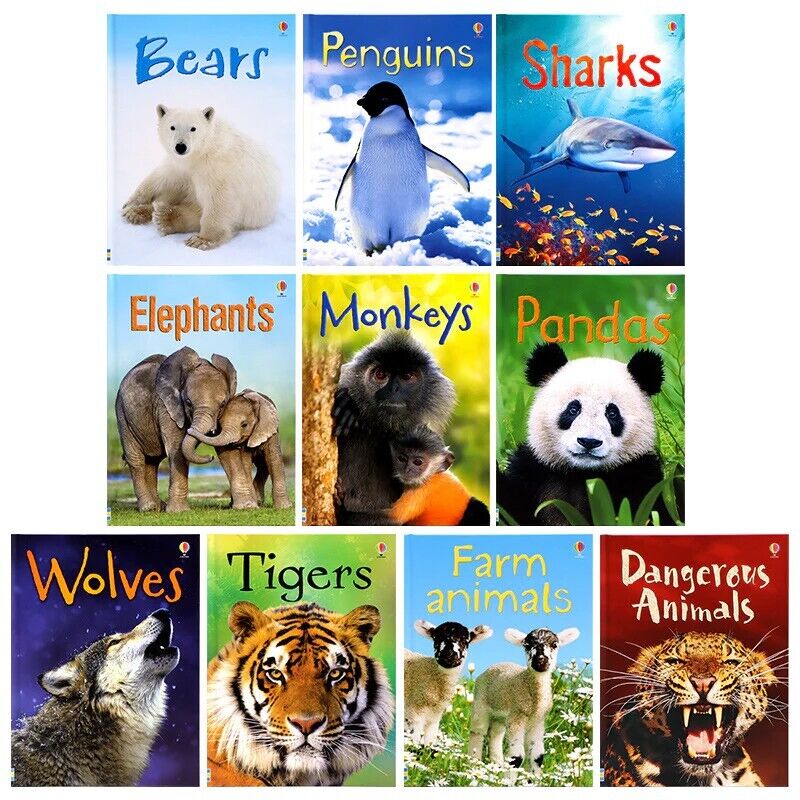 Usborne Beginners Animals Series 10 Books Collection Set (Wolves, Tigers, Sharks & More) - Ages 5-7 - Paperback