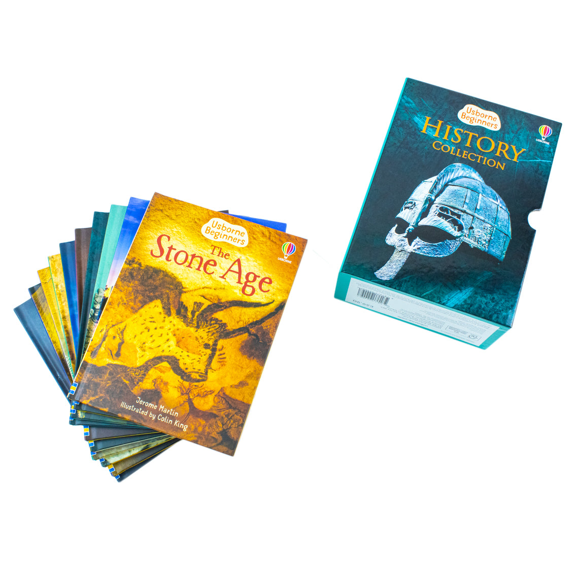 Usborne Beginners History box set showing Castles and Digging Up the Past hardback titles