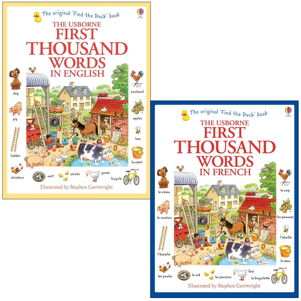 Usborne First Thousand Words Collection 2 Books Set by Heather Amery - English & French Paperback - Ages 3-7