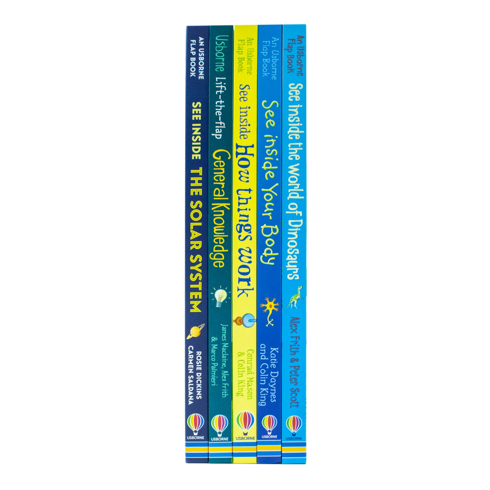 Usborne See Inside 5 Books Collection Set - board book spines showing all five titles
