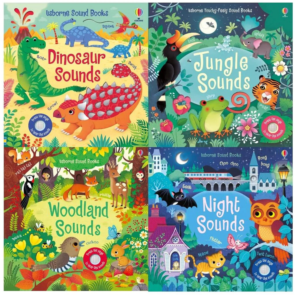 Usborne Sound Books Collection 4 Books Set by Sam Taplin - interactive press-button board books for ages 3-5, back cover view