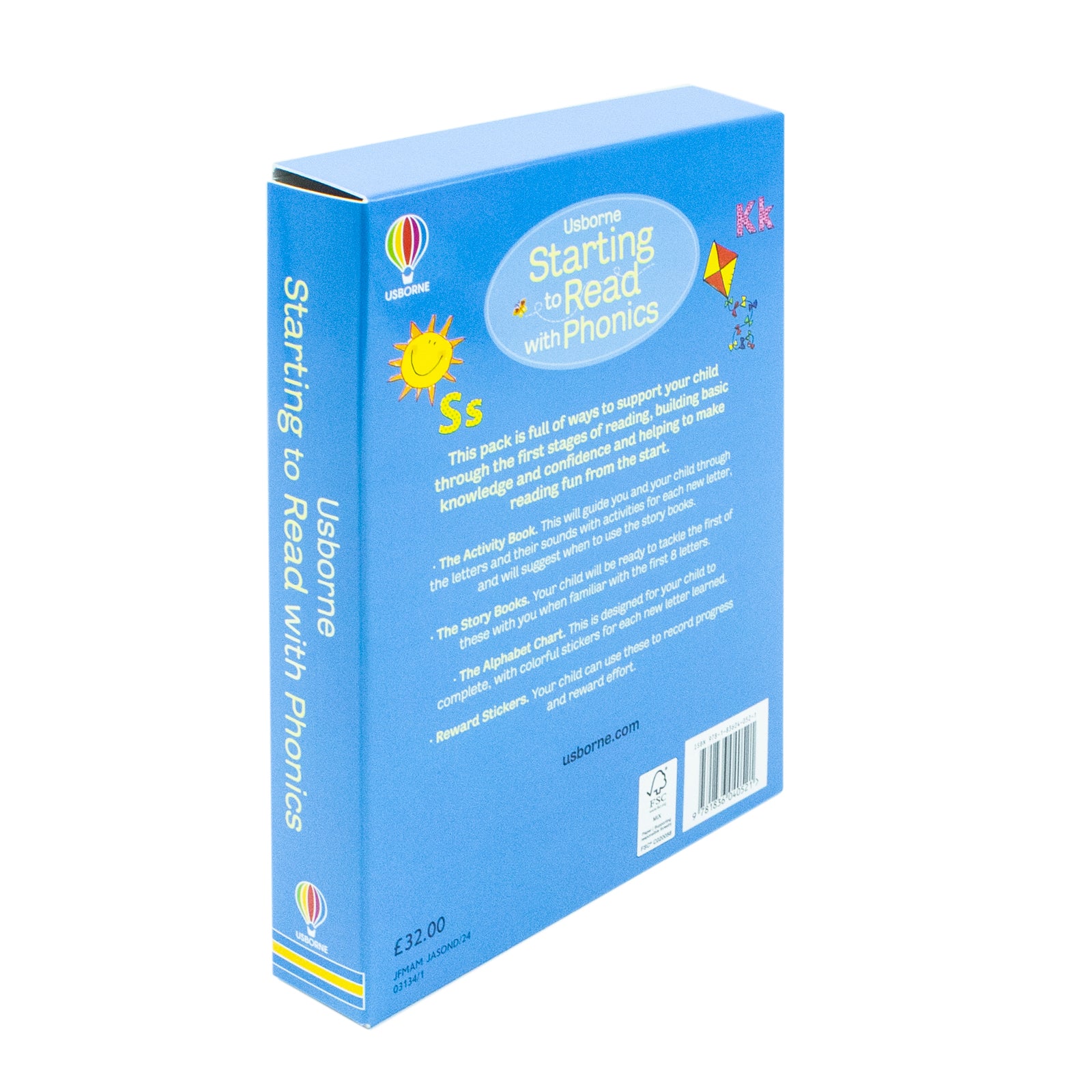 Usborne Starting to Read With Phonics box set showing Pirate Pat, Double Trouble and other Very First Reading titles