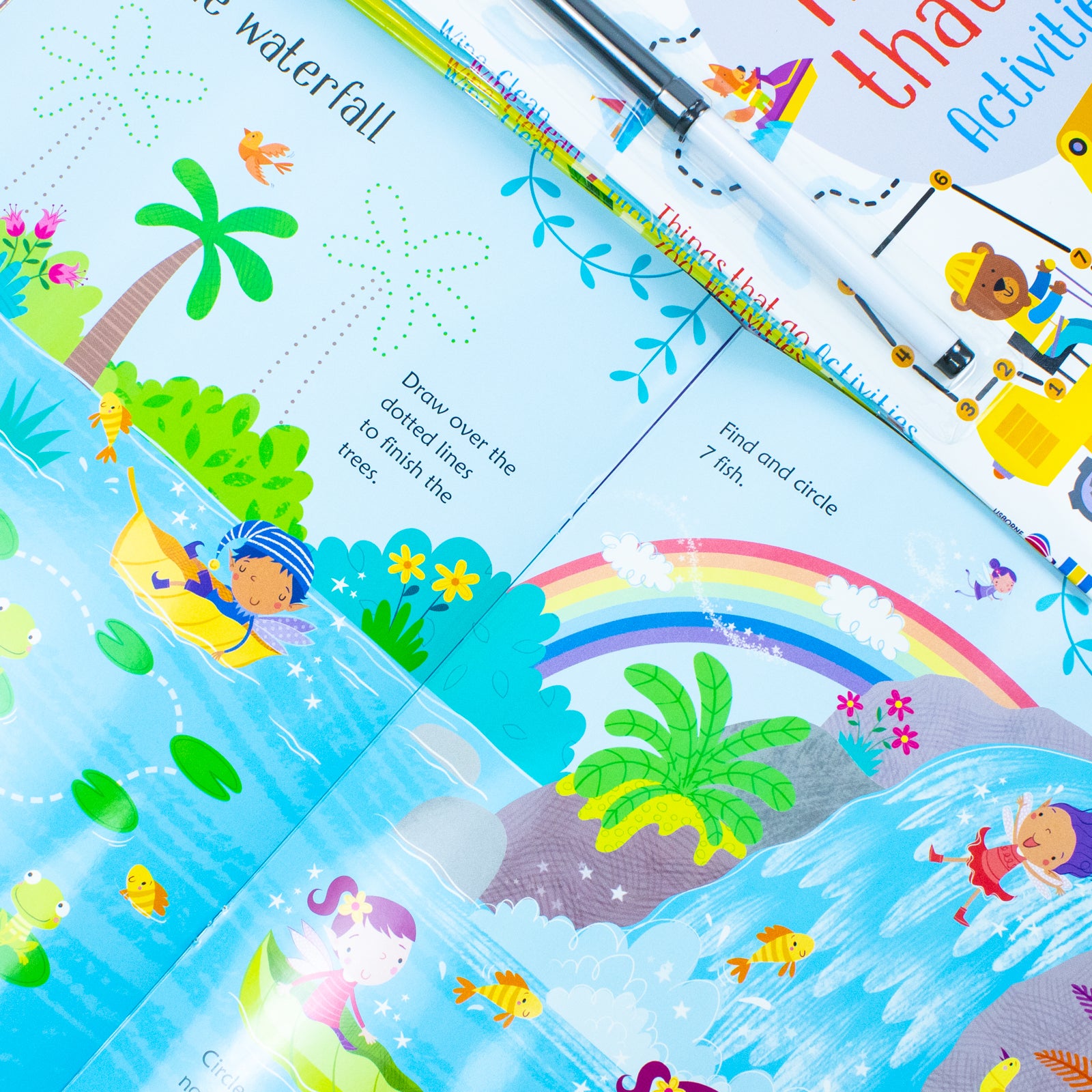 Usborne Wipe-Clean Activities 6 book collection set with included wipe-clean pen