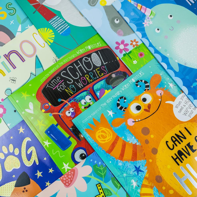 Very Hungry Worry Monster Behaviour and Emotions Library 10 Books Collection Set full box display - Rosie Greening & Lara Ede