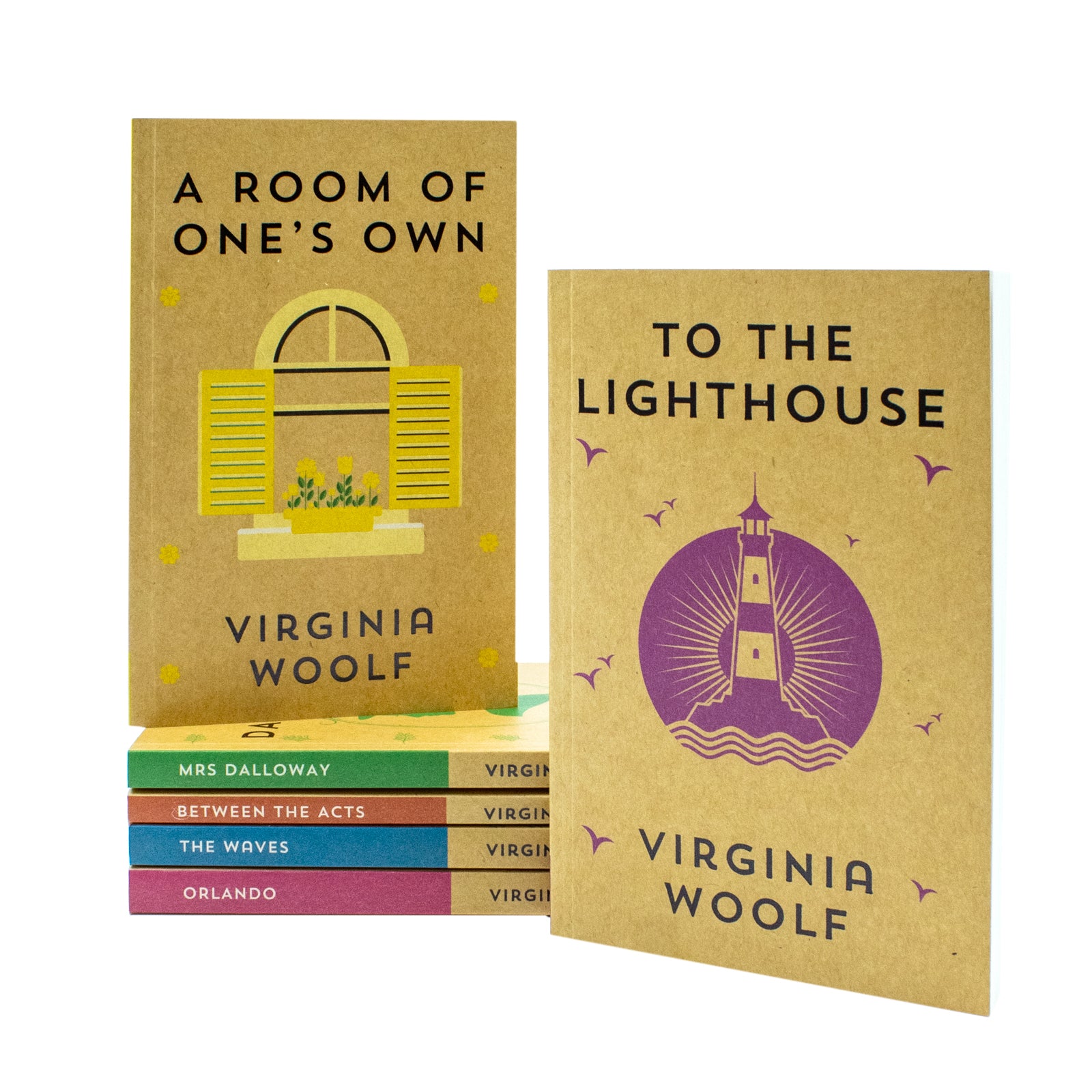 Virginia Woolf Collection paperback books fanned out showing title pages