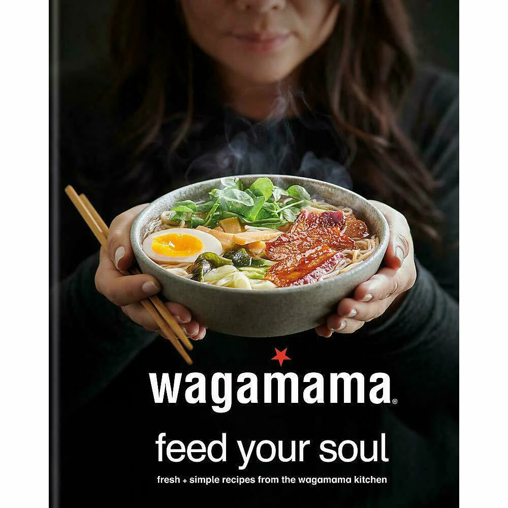 Close-up of Wagamama Feed Your Soul and Wagamama Your Way hardback cookbook set spines and covers