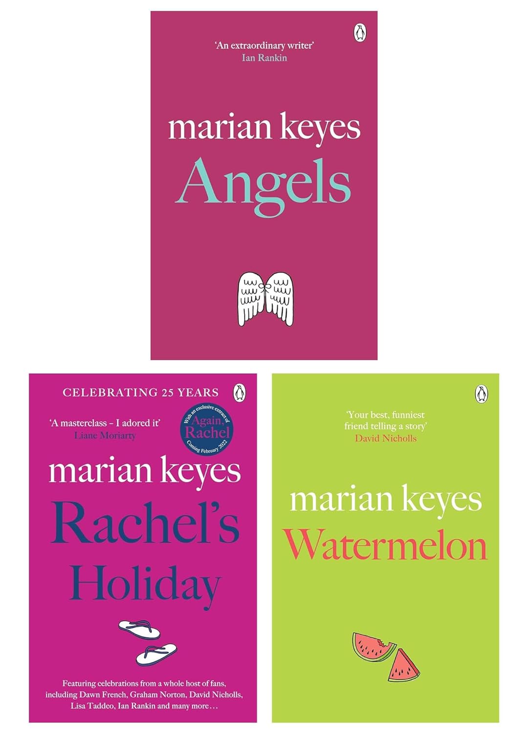 Walsh Family Series by Marian Keyes Paperback Book Set - Watermelon, Rachel's Holiday, Angels - Back Cover