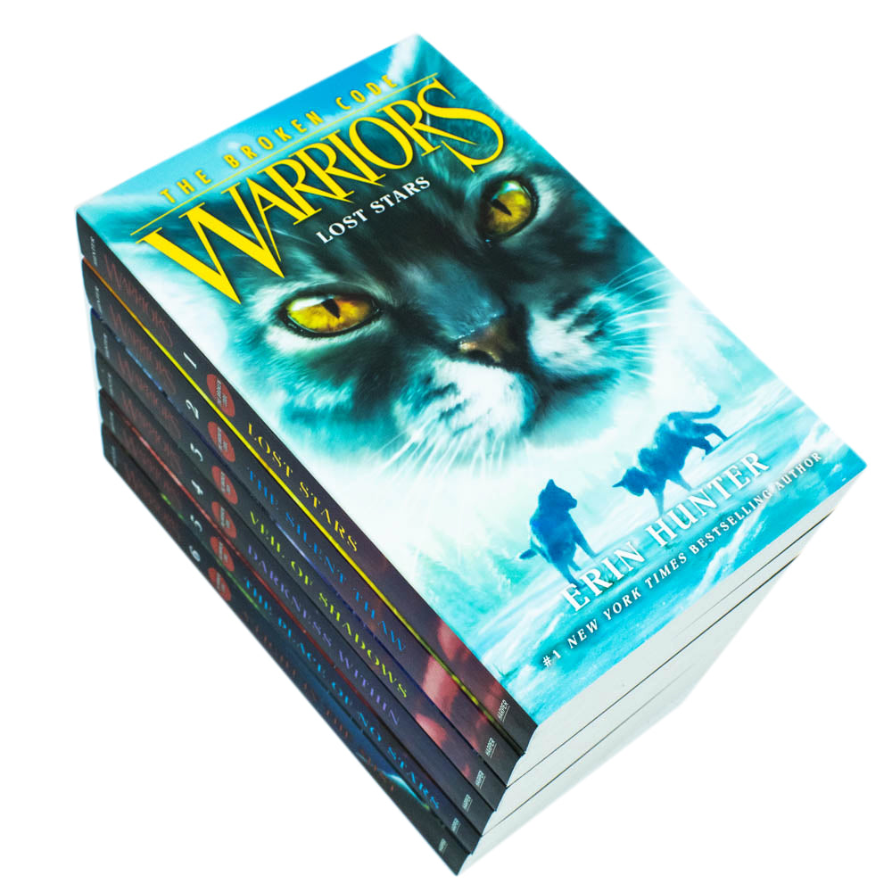 Warriors: The Broken Code Series 7 book set covers showing Lost Stars and Silent Thaw by Erin Hunter