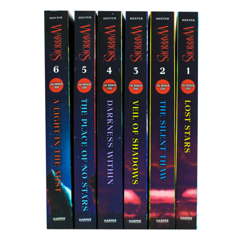 Stack of Warriors The Broken Code Series 7 paperback books by Erin Hunter