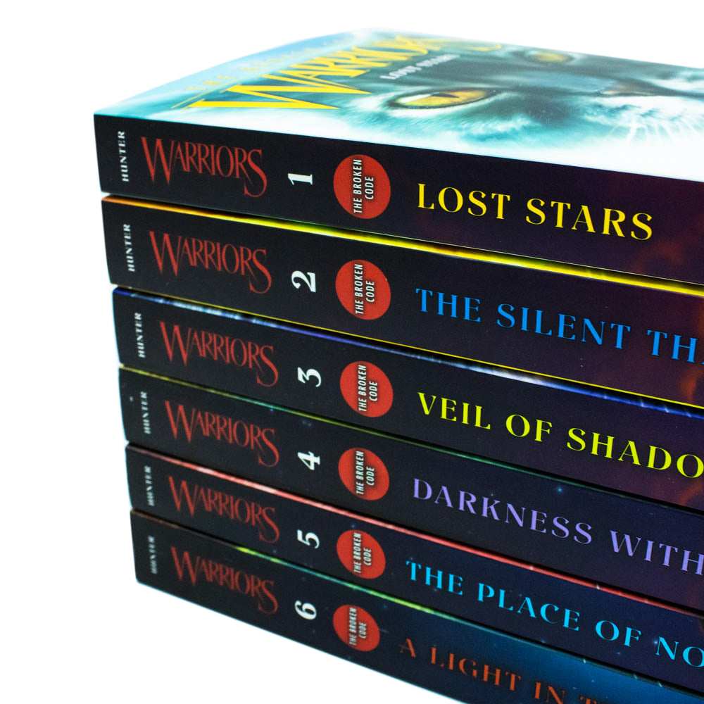 Open Warriors The Broken Code paperback book showing pages, Erin Hunter Series 7
