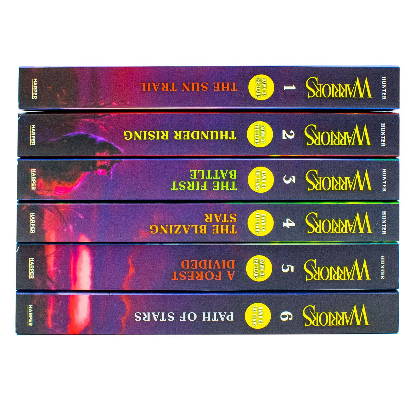 Warriors Dawn of the Clans 6 book collection set spines by Erin Hunter