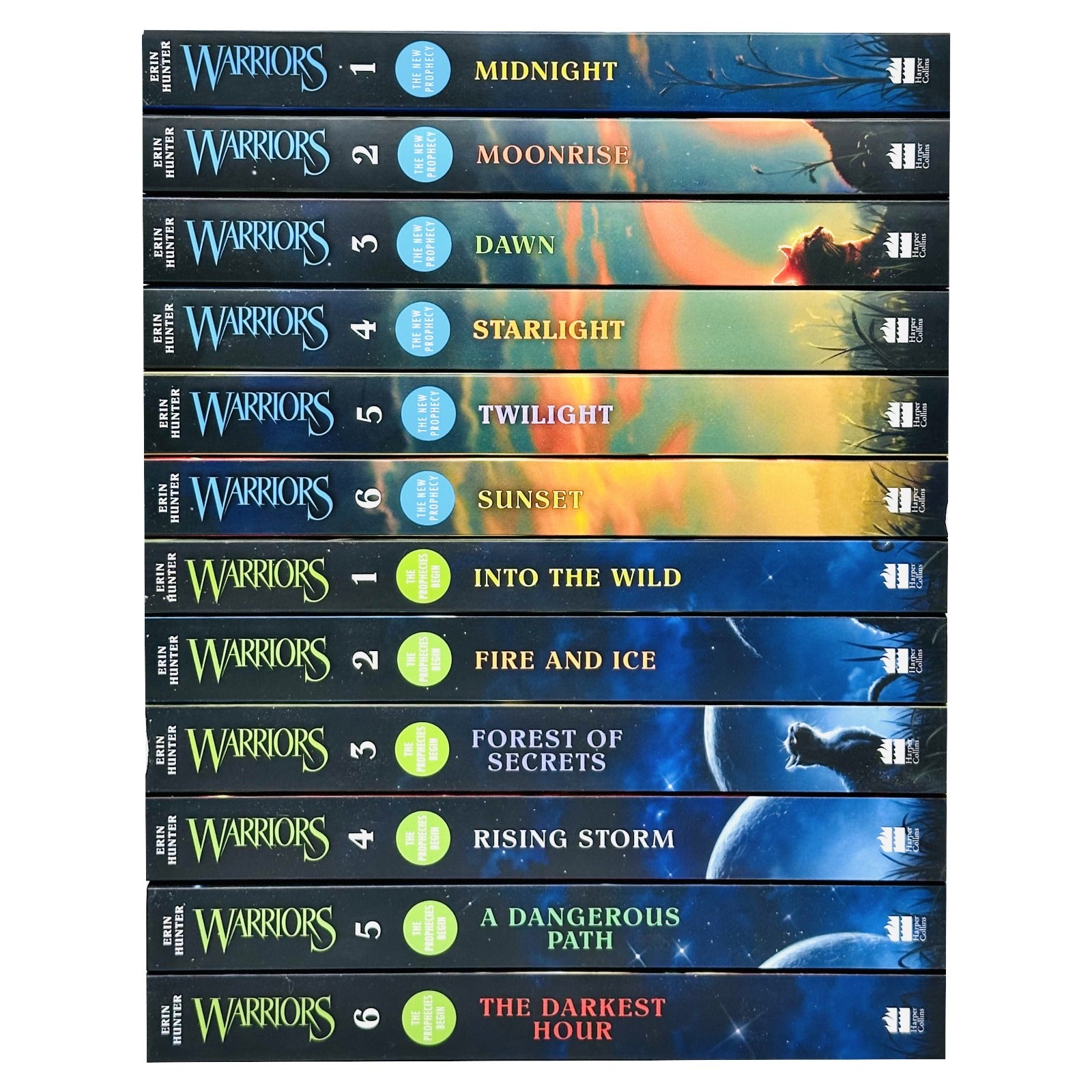 Warriors Volume 1 to 12 Books Collection Set by Erin Hunter - 12 paperback books including Into the Wild and The New Prophecy series