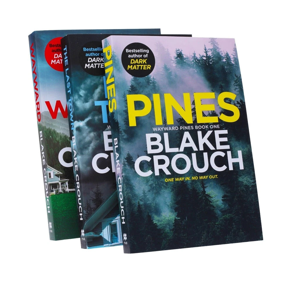 Blake Crouch Wayward Pines Trilogy paperback book set showing all three novels Pines Wayward The Last Town