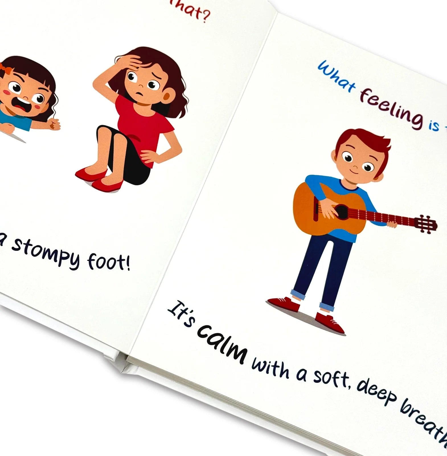 What Feeling Is That? board book page helping toddlers name emotions