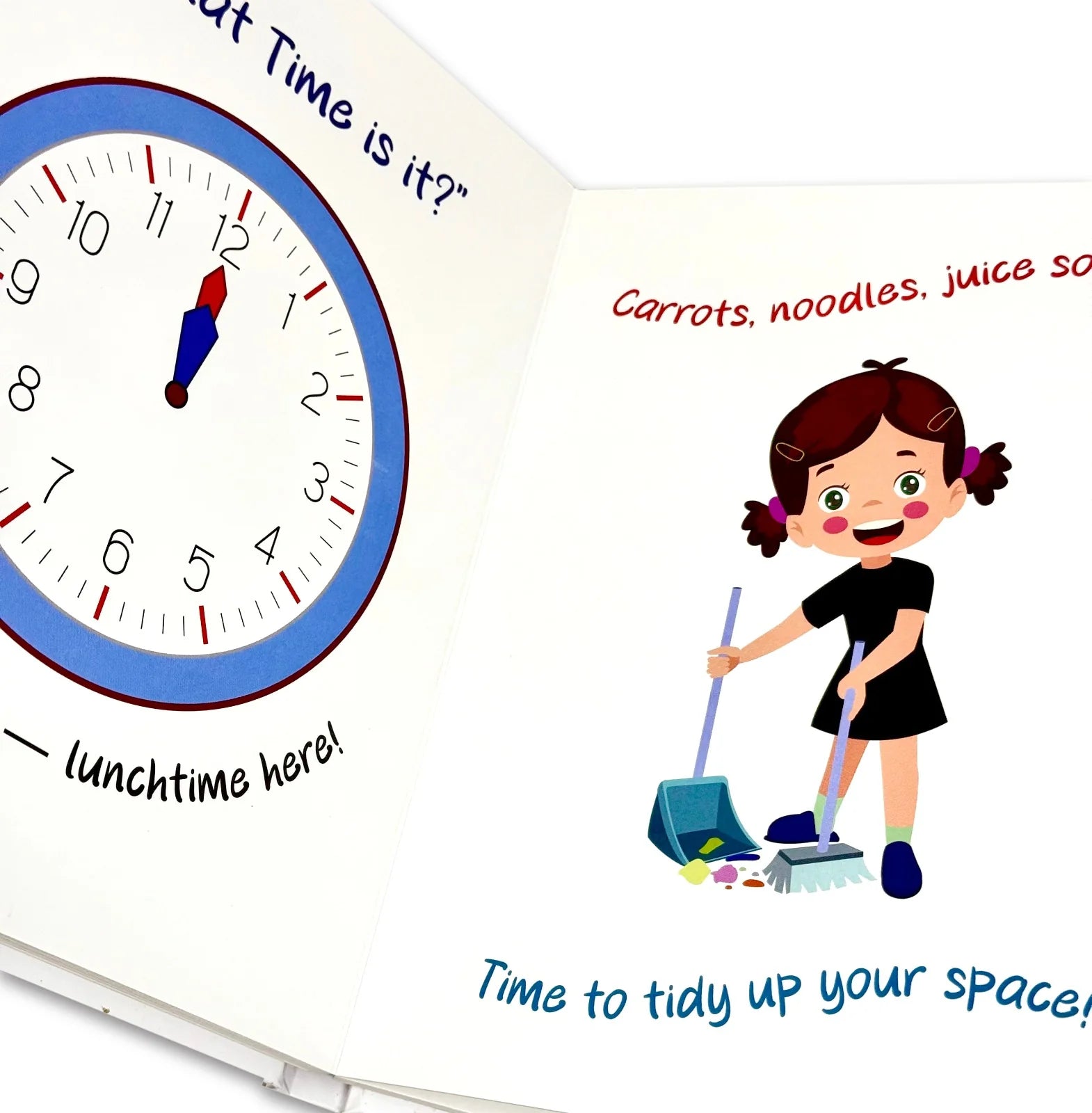 What Time Is It? board book daily routine illustration for early years readers