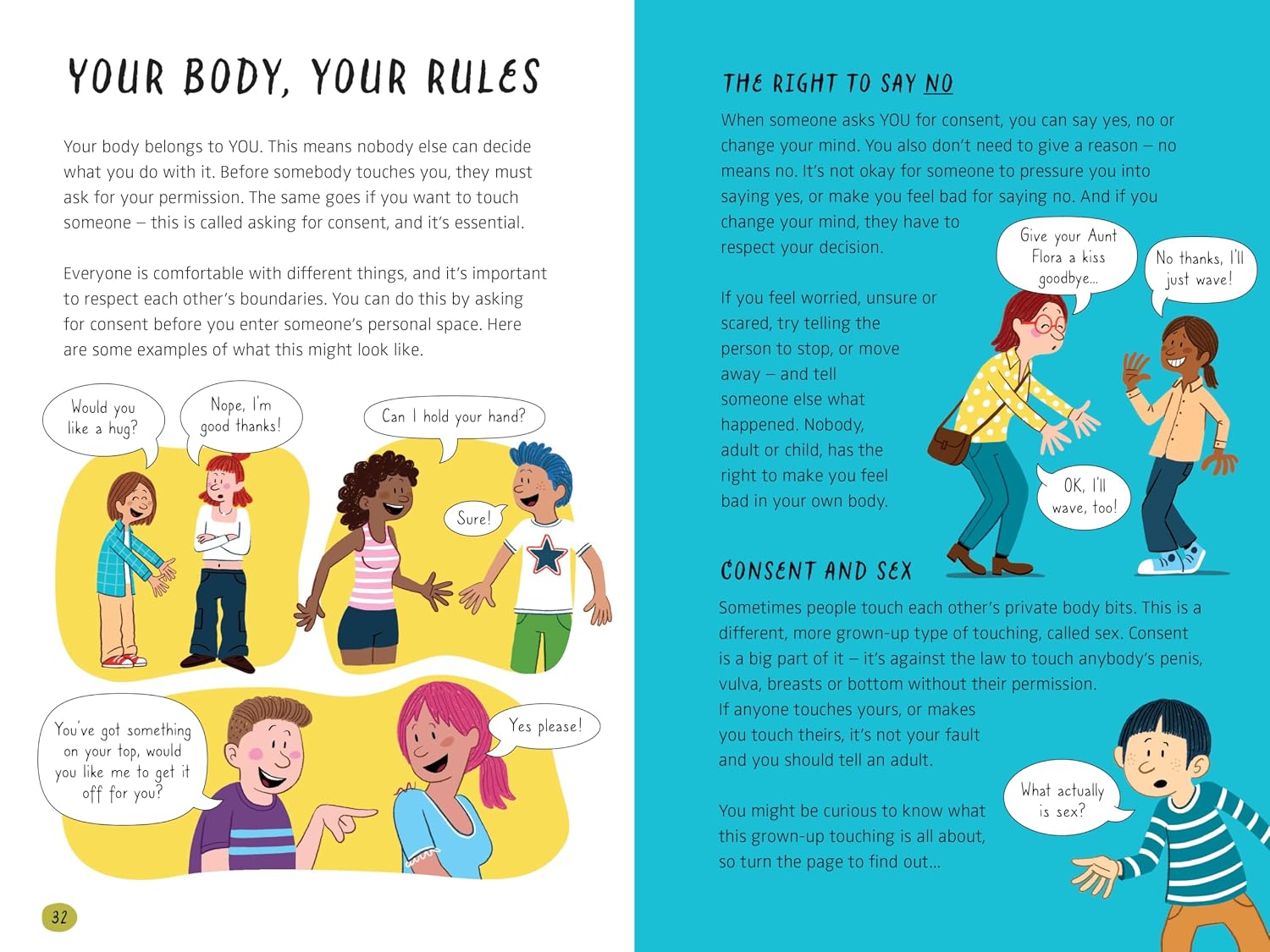 What's Happening to Me? The Boy One sample page spread with friendly artwork, Usborne paperback
