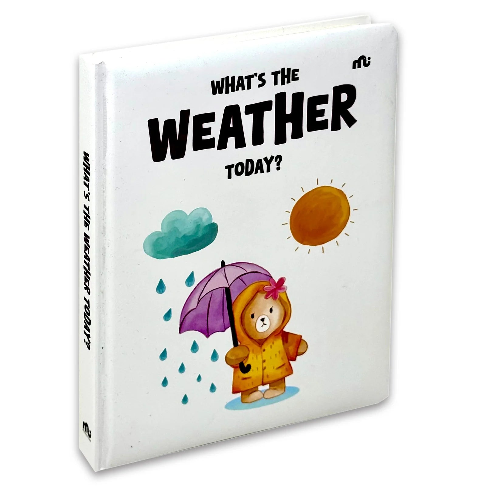 Inside page of What's the Weather Today? by Rupabai showing rainy weather illustration for young children