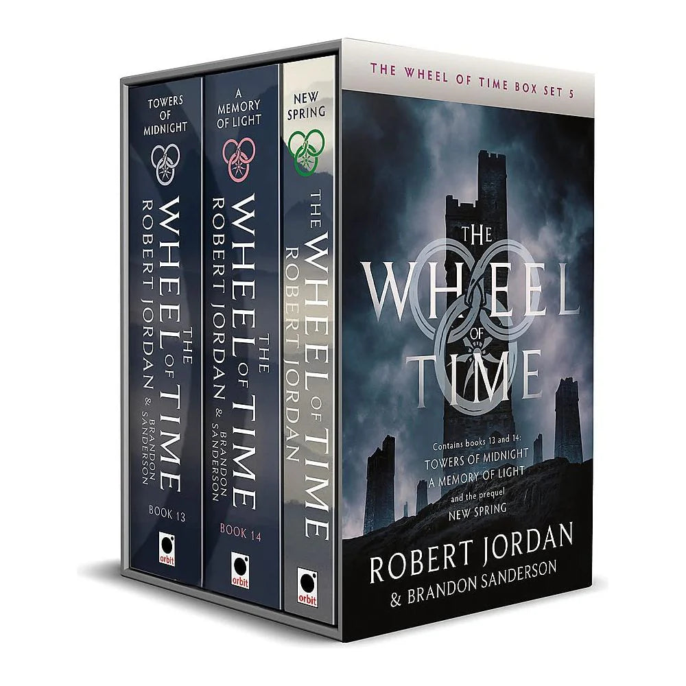The Wheel of Time Box Set 5 by Robert Jordan and Brandon Sanderson - Towers of Midnight, A Memory of Light, New Spring - Paperback fantasy box set