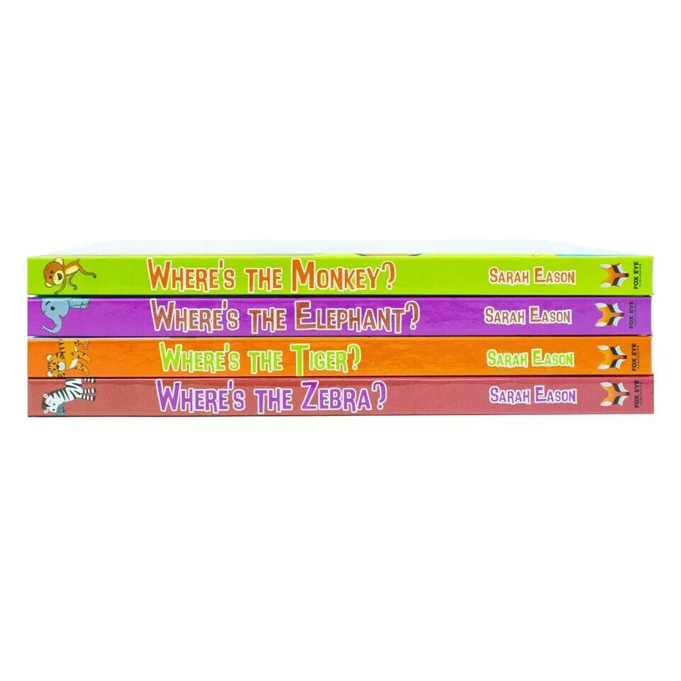 Where's The Monkey and Friends 4 Board Books Collection Set - back cover with ISBN 9781804459614