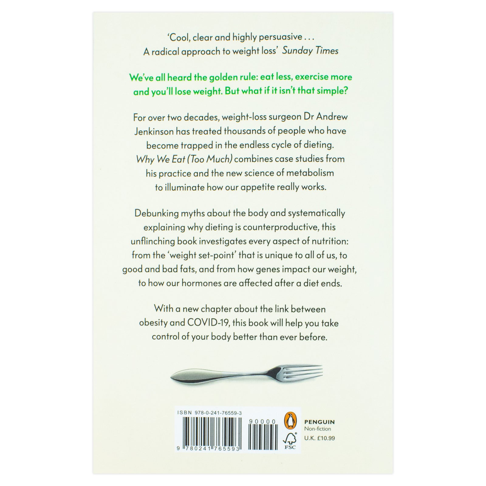 Why We Eat (Too Much) by Dr Andrew Jenkinson - inside pages paperback book