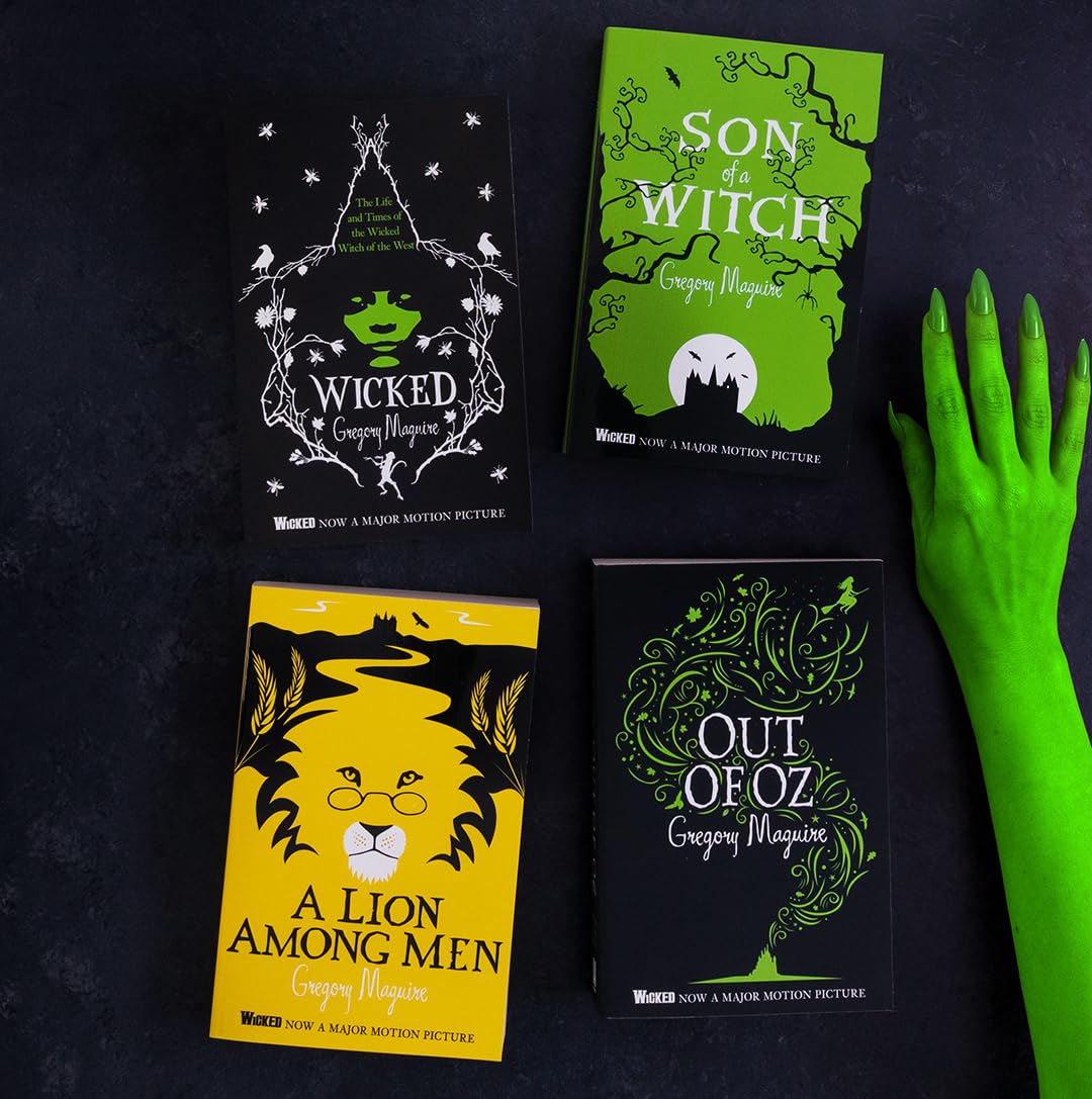 The Wicked Years Quartet by Gregory Maguire - Wicked, Son of a Witch, A Lion Among Men, Out of Oz paperback spines