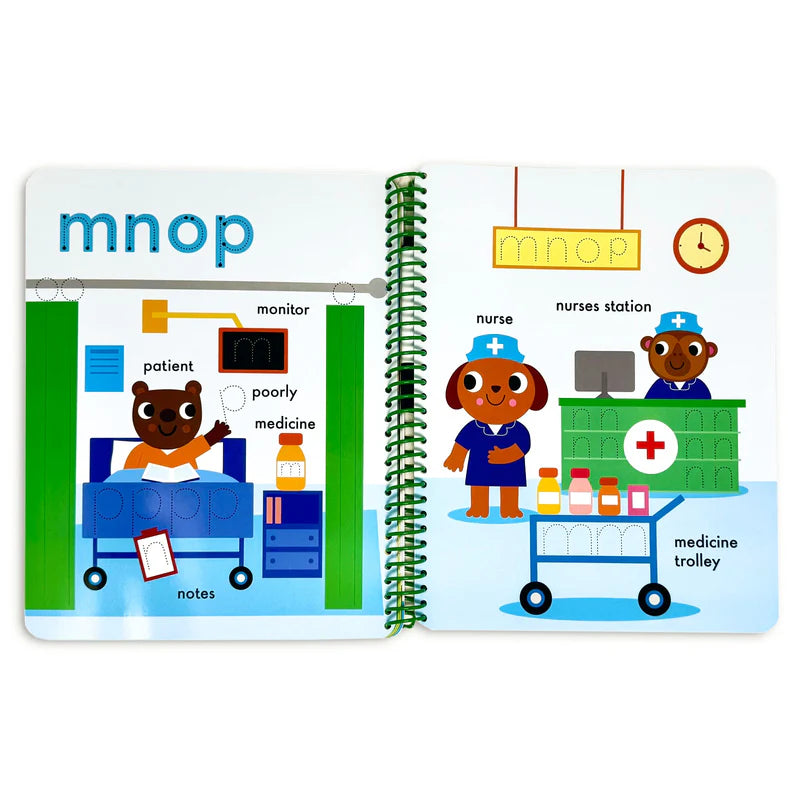 Back cover of Wipe Clean Get Ready For School Activity Book by Sandcastle Books, reusable paperback ages 3-5