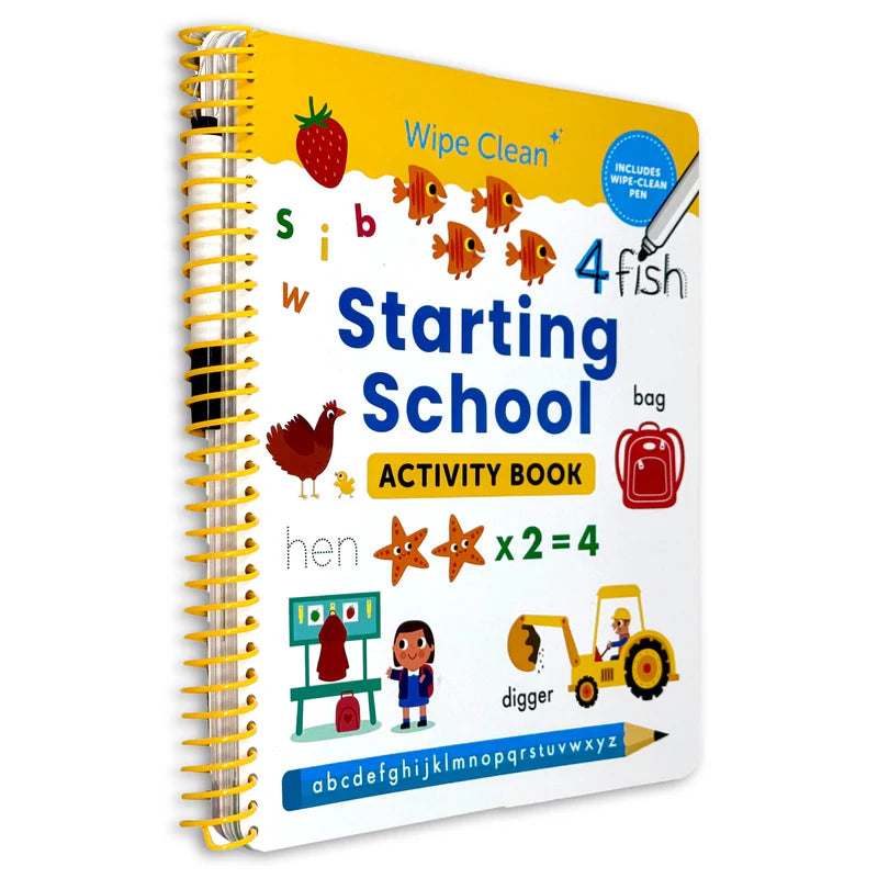 Wipe Clean Starting School Activity Book by Sandcastle Books, spiral bound, ages 3-5, front cover