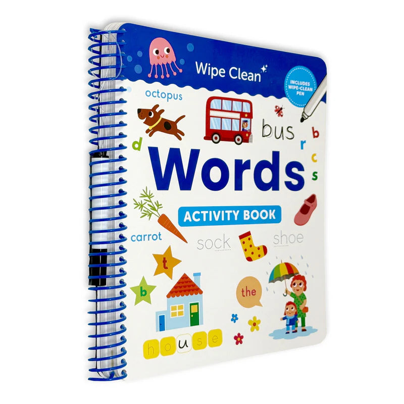 Wipe Clean Words Activity Book by Sandcastle Books - paperback cover for ages 3-5