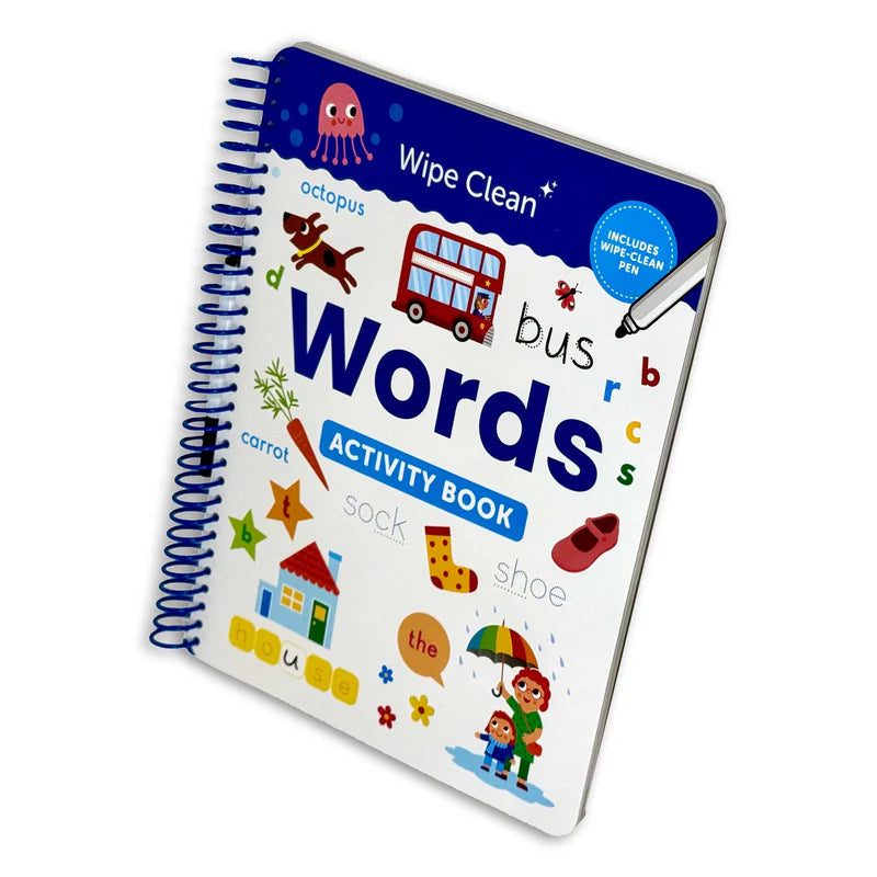 Wipe Clean Words Activity Book reusable wipe-clean page for ages 3-5 vocabulary practice