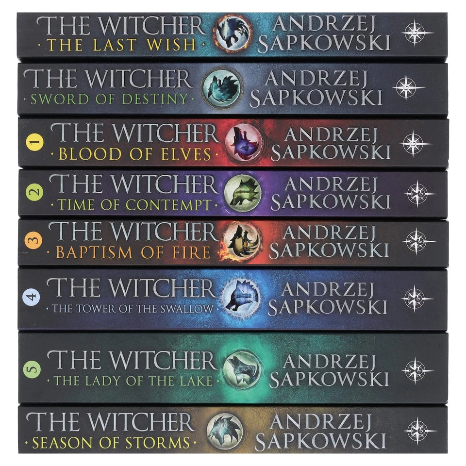 The Witcher 8 books collection box set back cover detail paperback by Andrzej Sapkowski