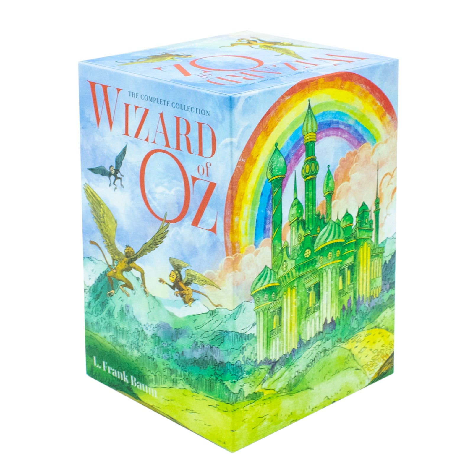 Close up of Wizard of Oz paperback collection set cover art, classic childrens fantasy series