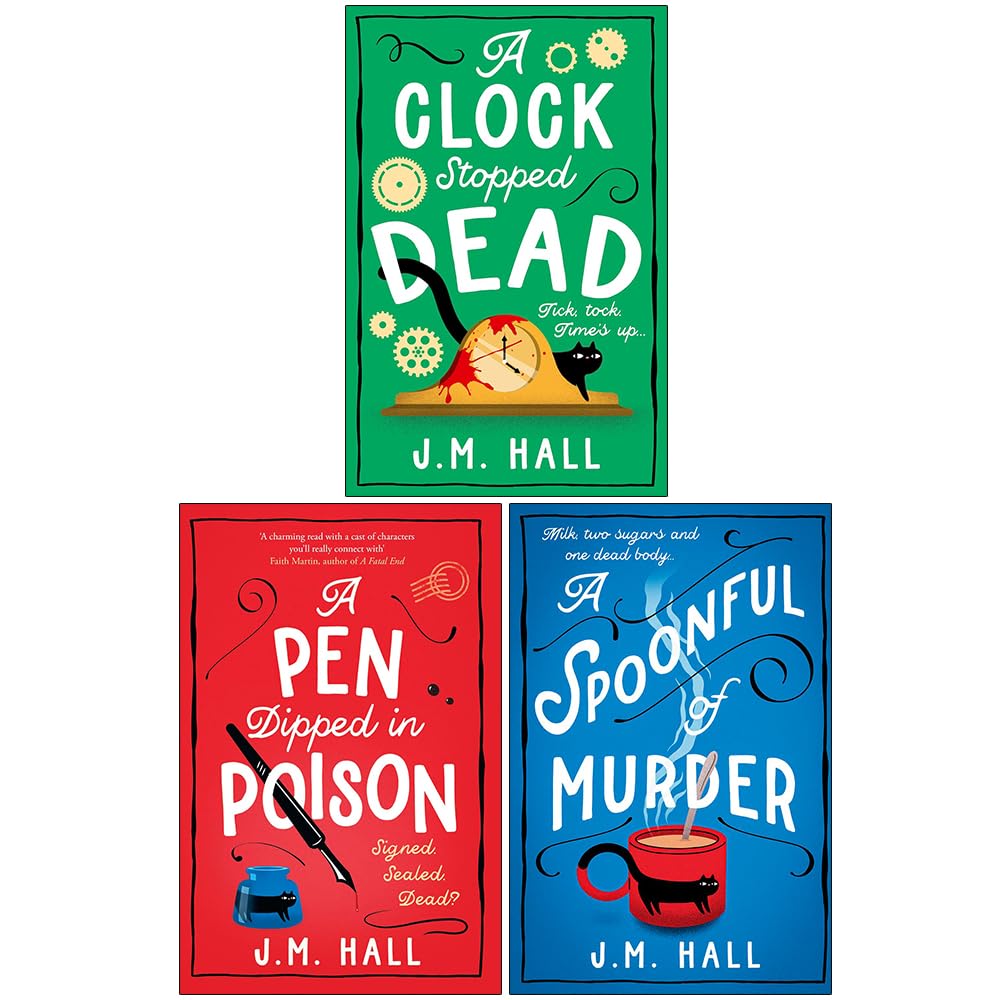 J.M Hall 3 Books Collection Set (A Spoonful of Murder, A Pen Dipped in Poison & A Clock Stopped Dead) - Lets Buy Books