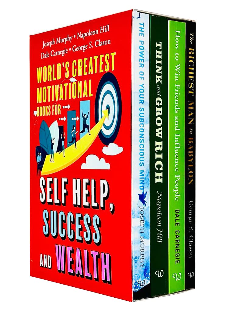 World's Greatest Motivational Books Collection 4 Books Set paperback - Joseph Murphy, Napoleon Hill, Dale Carnegie, George S. Clason - adult self-help