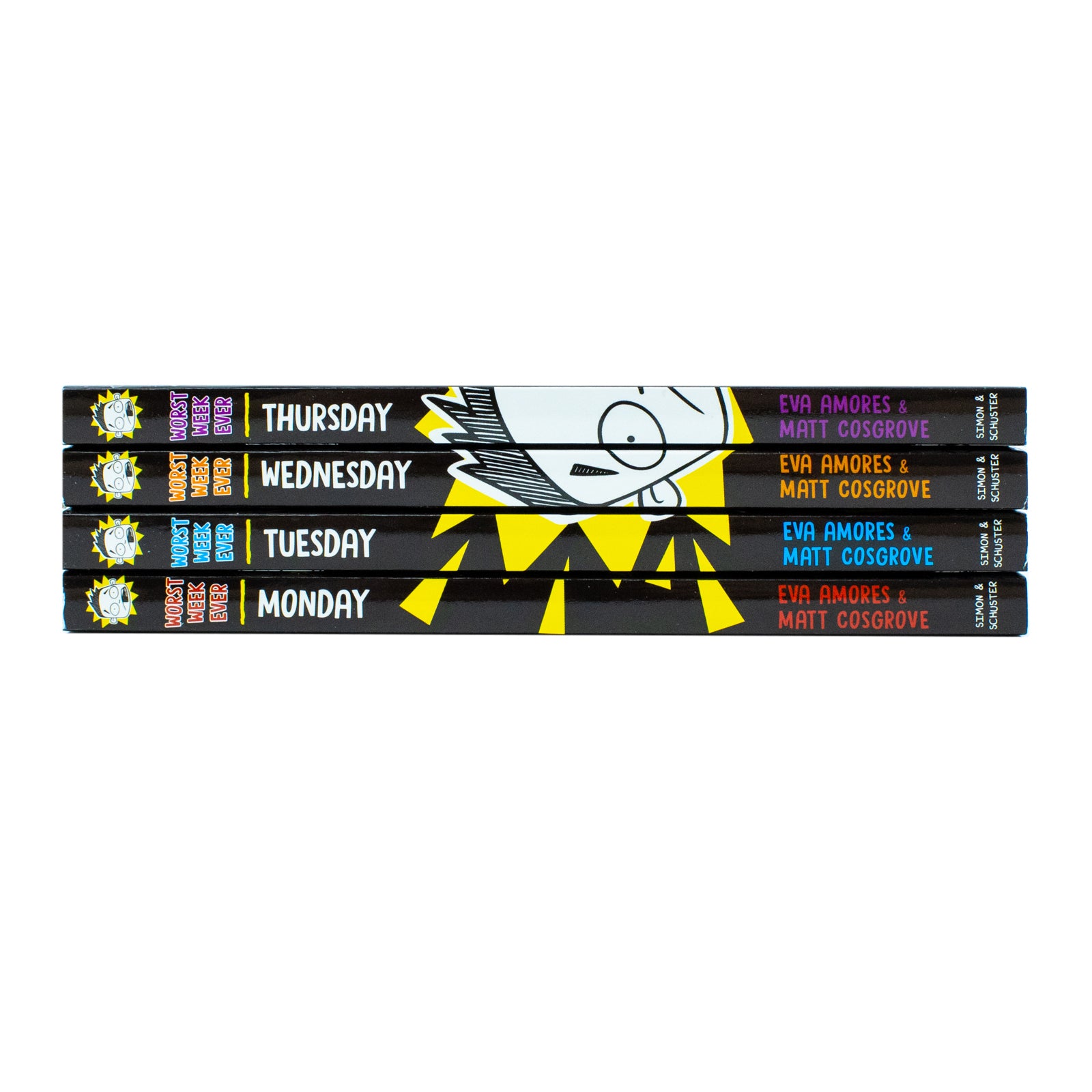 Worst Week Ever! Series 4 Books Collection Set front covers - Eva Amores and Matt Cosgrove - Ages 8+ Paperback