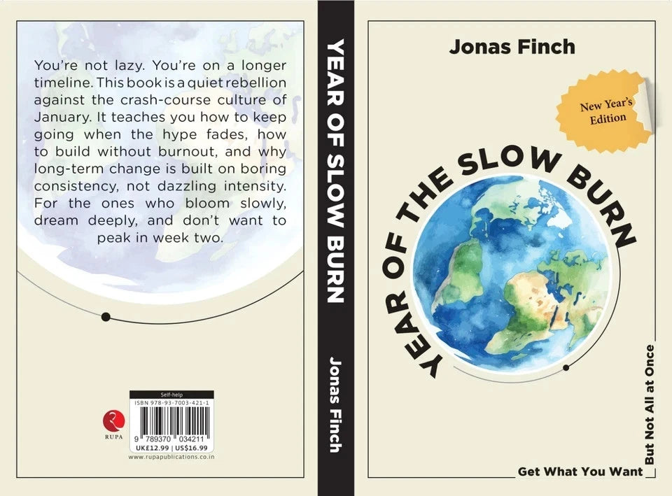 Year of the Slow Burn by Jonas Finch paperback back cover with blurb