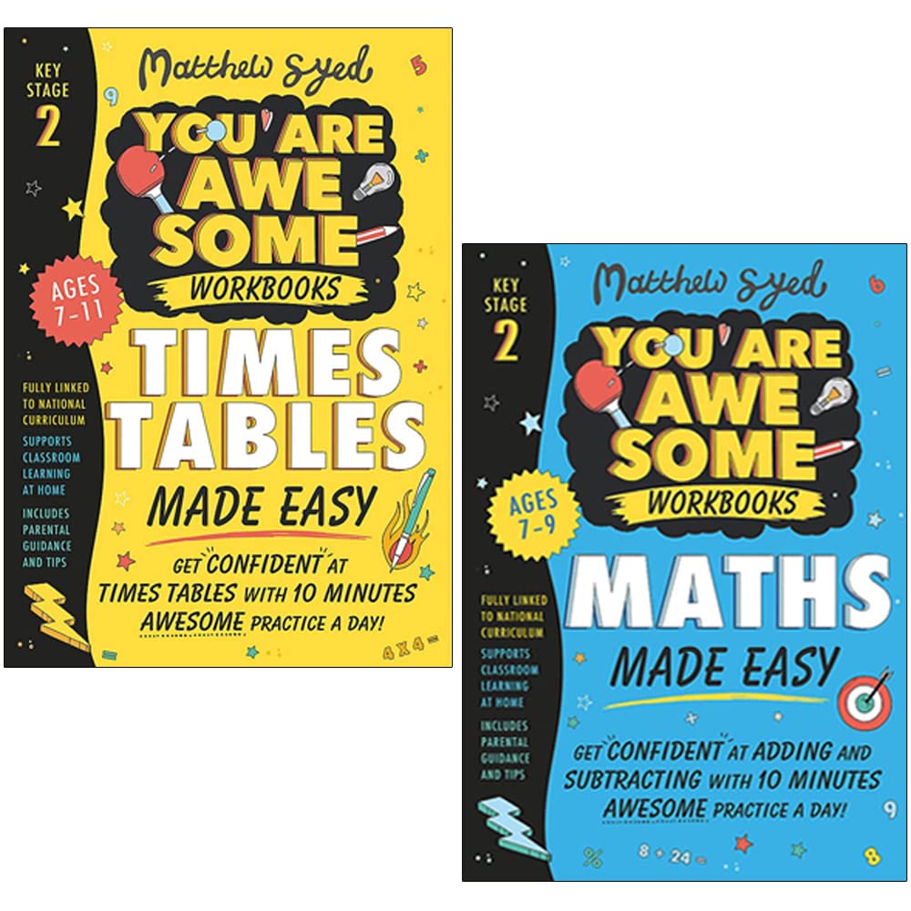 You Are Awesome Workbooks Made Easy 2 Books Collection Set by Matthew Syed - Maths Made Easy and Times Tables Made Easy - KS2 Ages 7-11 Paperback