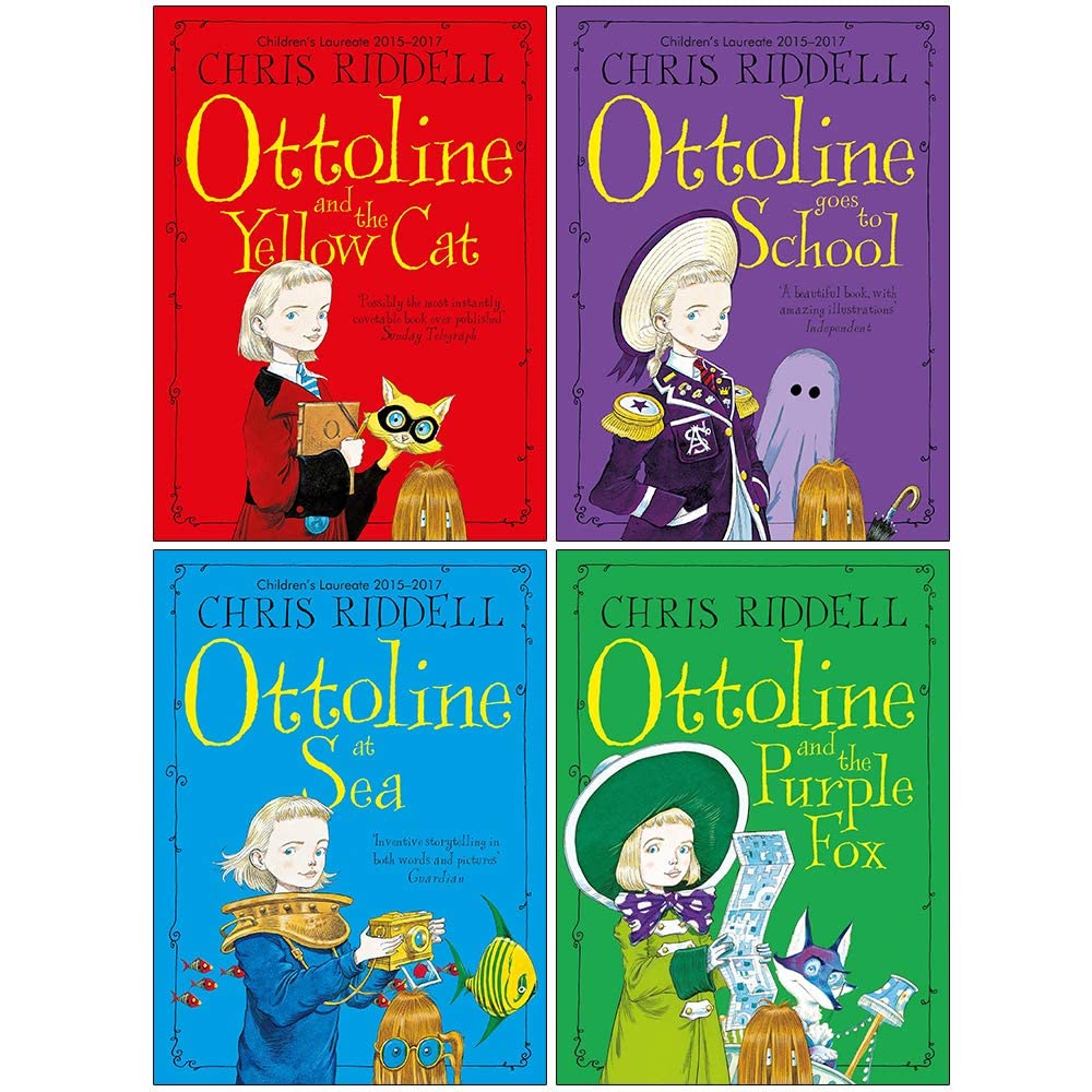 Ottoline Series 4 Books Collection Set by Chris Riddell Paperback ( Ottoline at Sea ) - Lets Buy Books