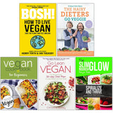 BOSH How to Live Vegan, The Hairy Dieters Go Veggie, Spiralize and Thrive 5 Books Set - Lets Buy Books