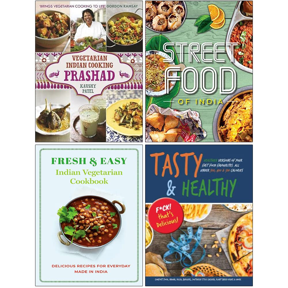 Vegetarian Indian Cooking, Fresh & Easy, STREET FOOD, Tasty& Healthy 4 Books Set - Lets Buy Books