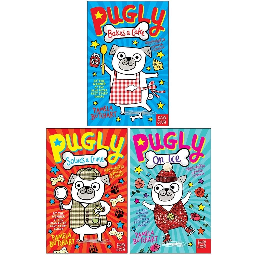 Pugly Pamela Butchart Collection 3 Books Set (Pugly Bakes a Cake, Solves a Crime, On Ice) - Lets Buy Books