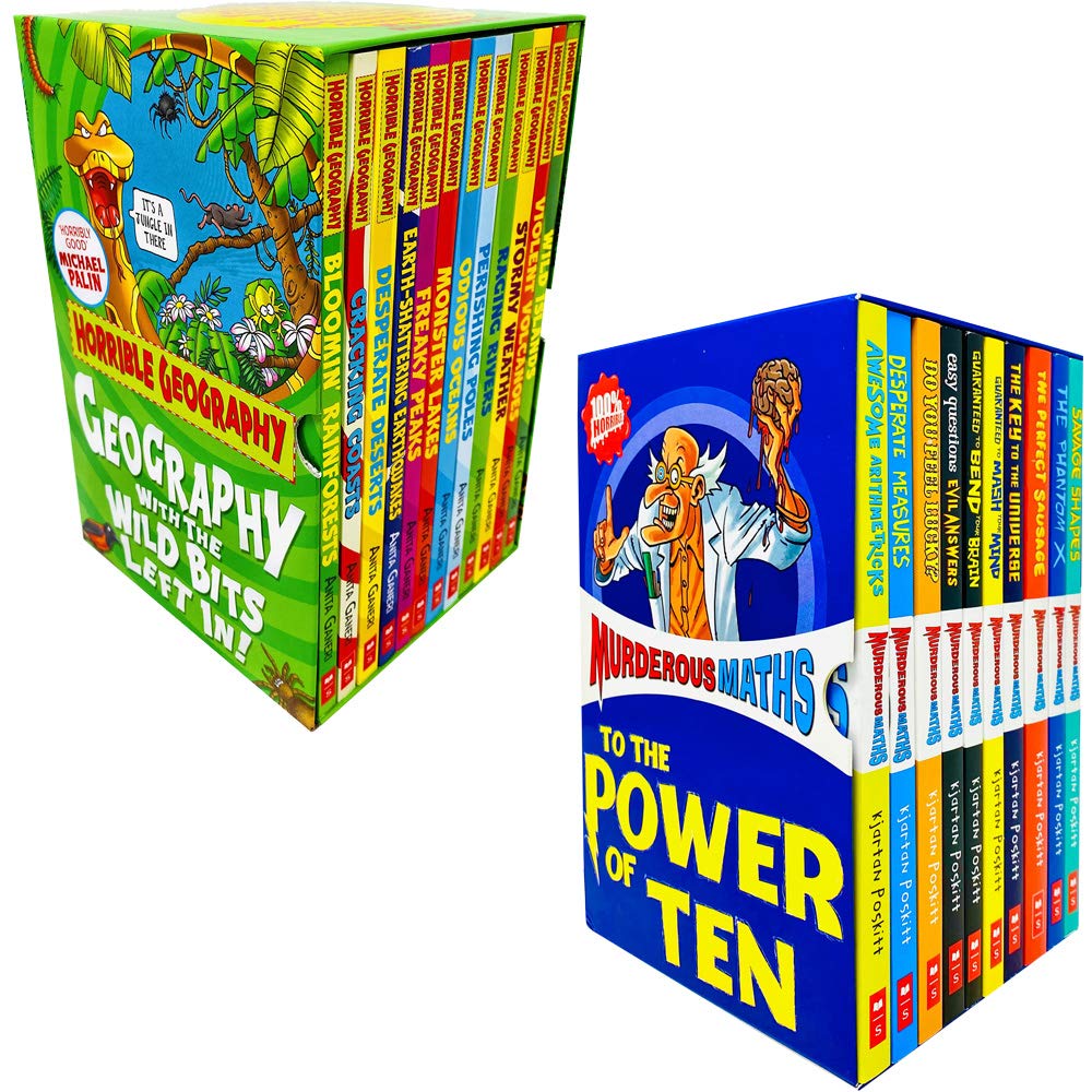 Horrible Geography By Anita Ganeri & Murderous Maths By Poskitt 22 Book Set - Lets Buy Books