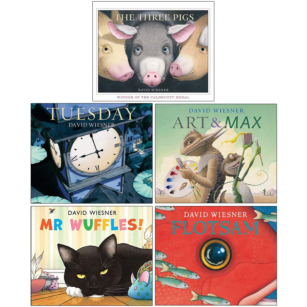 David Wiesner Collection 5 Books Set, Three Pigs, Tuesday, Art and Max, Paperback - Lets Buy Books