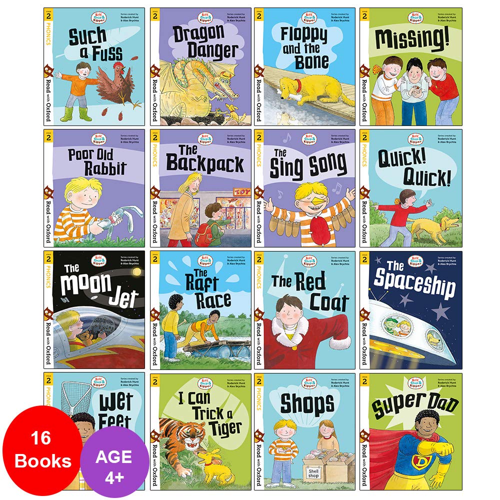Biff, Chip and Kipper Level Stage 2 Read with Oxford: 4+: 16 Books Collection Set - Lets Buy Books