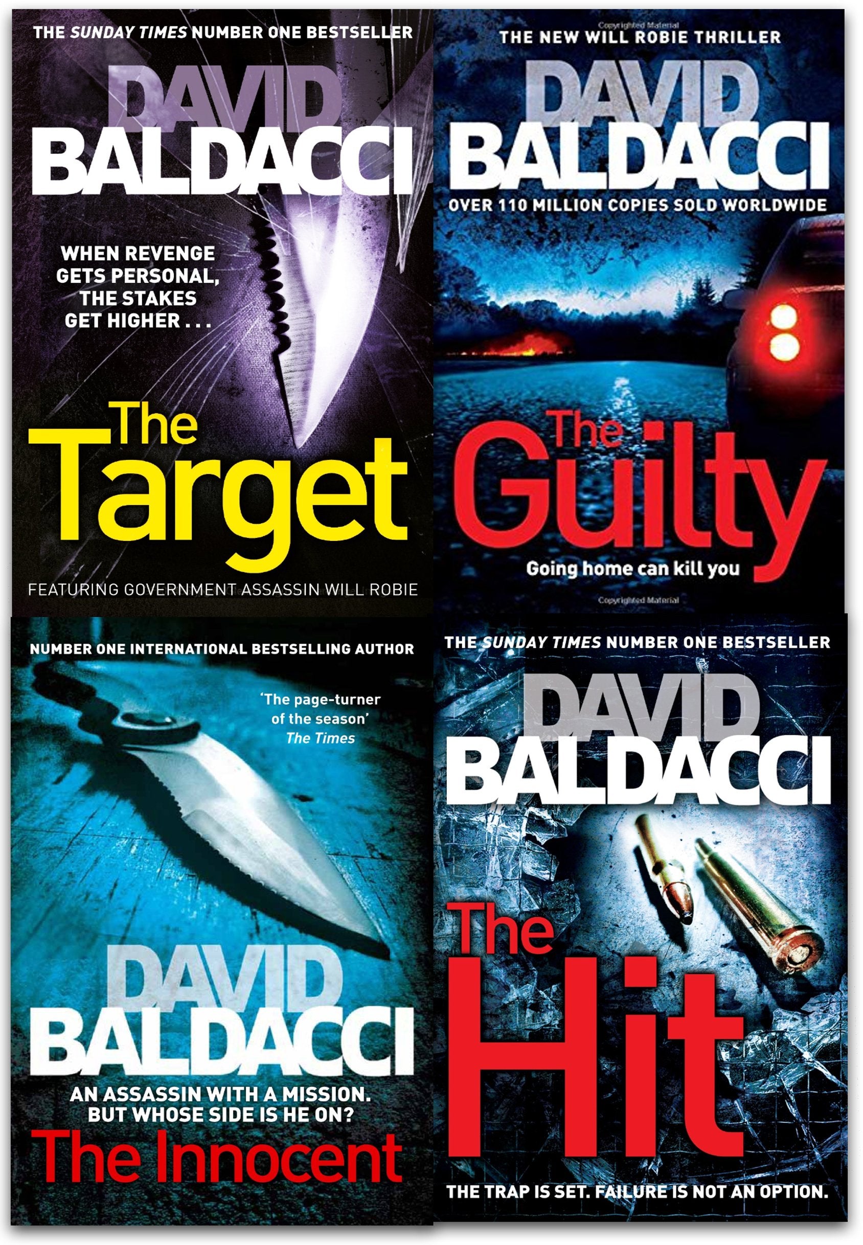 David Baldacci Will Robie Series 4 Books Collection Set Hit the Innocent, the Target - Lets Buy Books
