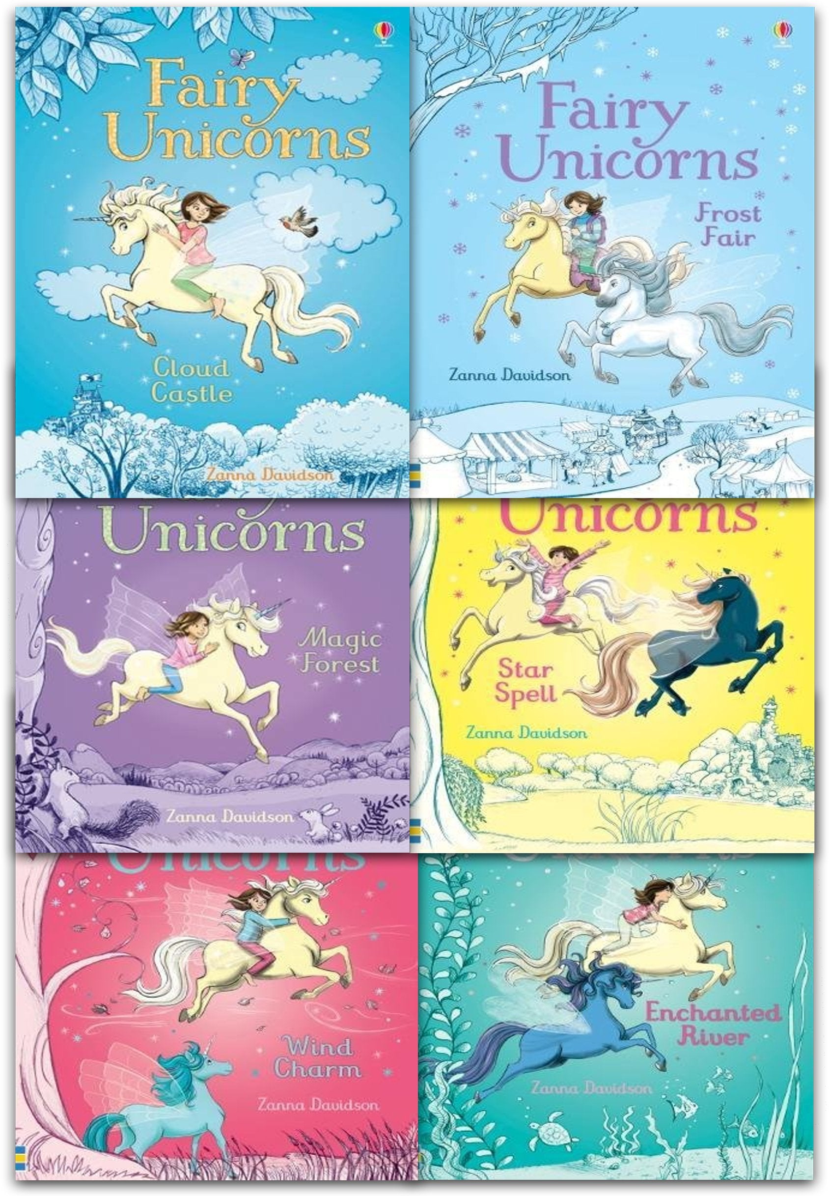 Usborne Fairy Unicorns Collection 6 Books Set by Zanna Davidson Paperback (Star Spell) - Lets Buy Books