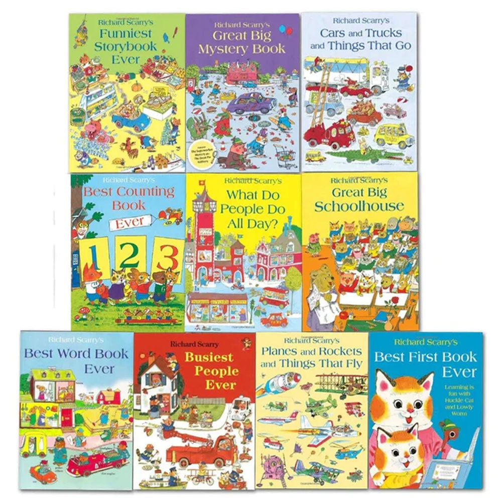 Richard Scarry Collection 10 Books Set Best First Book Ever, Great Big Mystery Book - Lets Buy Books