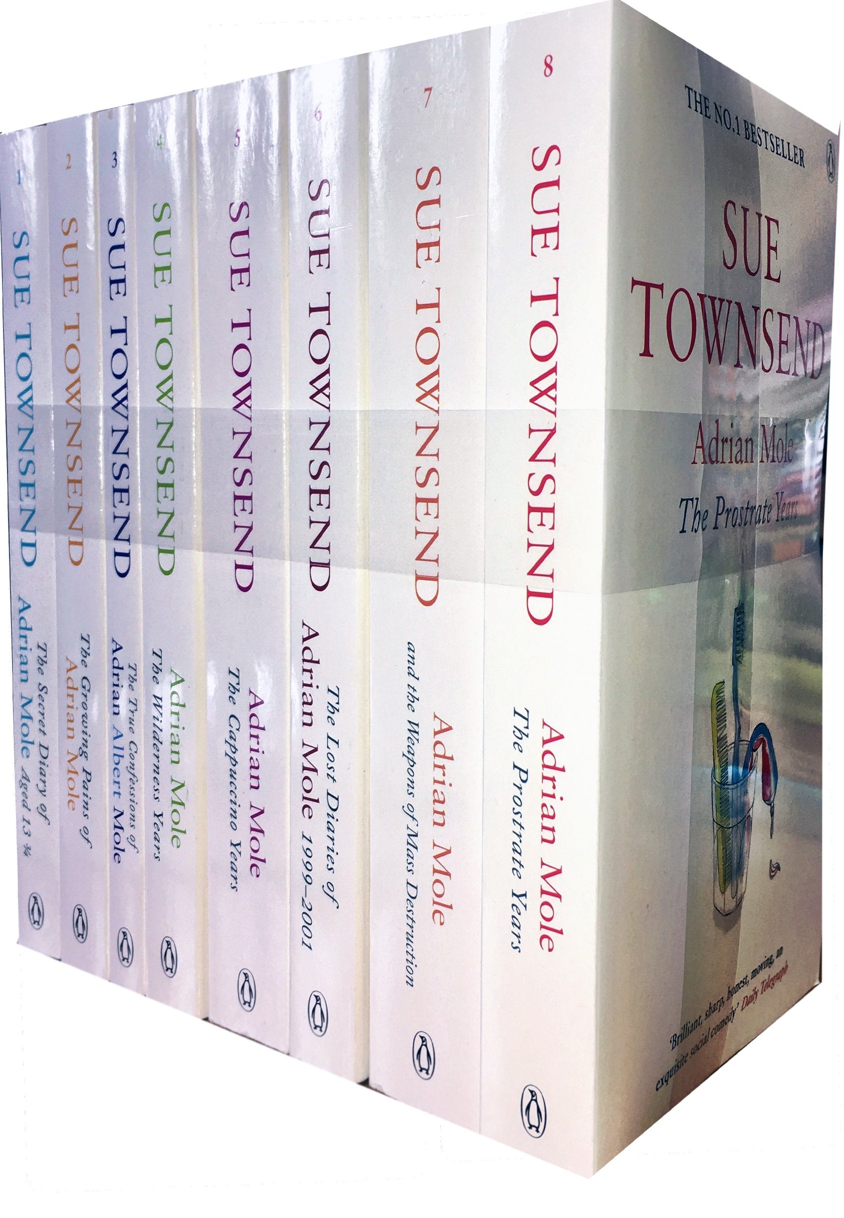 Adrian Mole 8 Books Collection Set by Sue Townsend - Paperback - Complete Diary Series including Secret Diary of Adrian Mole and The Prostrate Years